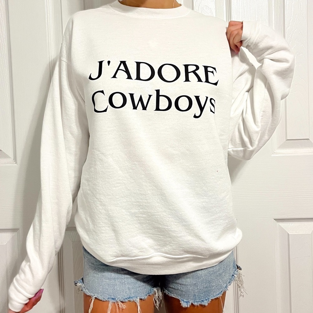 J’Adore Cowboys White Crewneck Sweatshirt